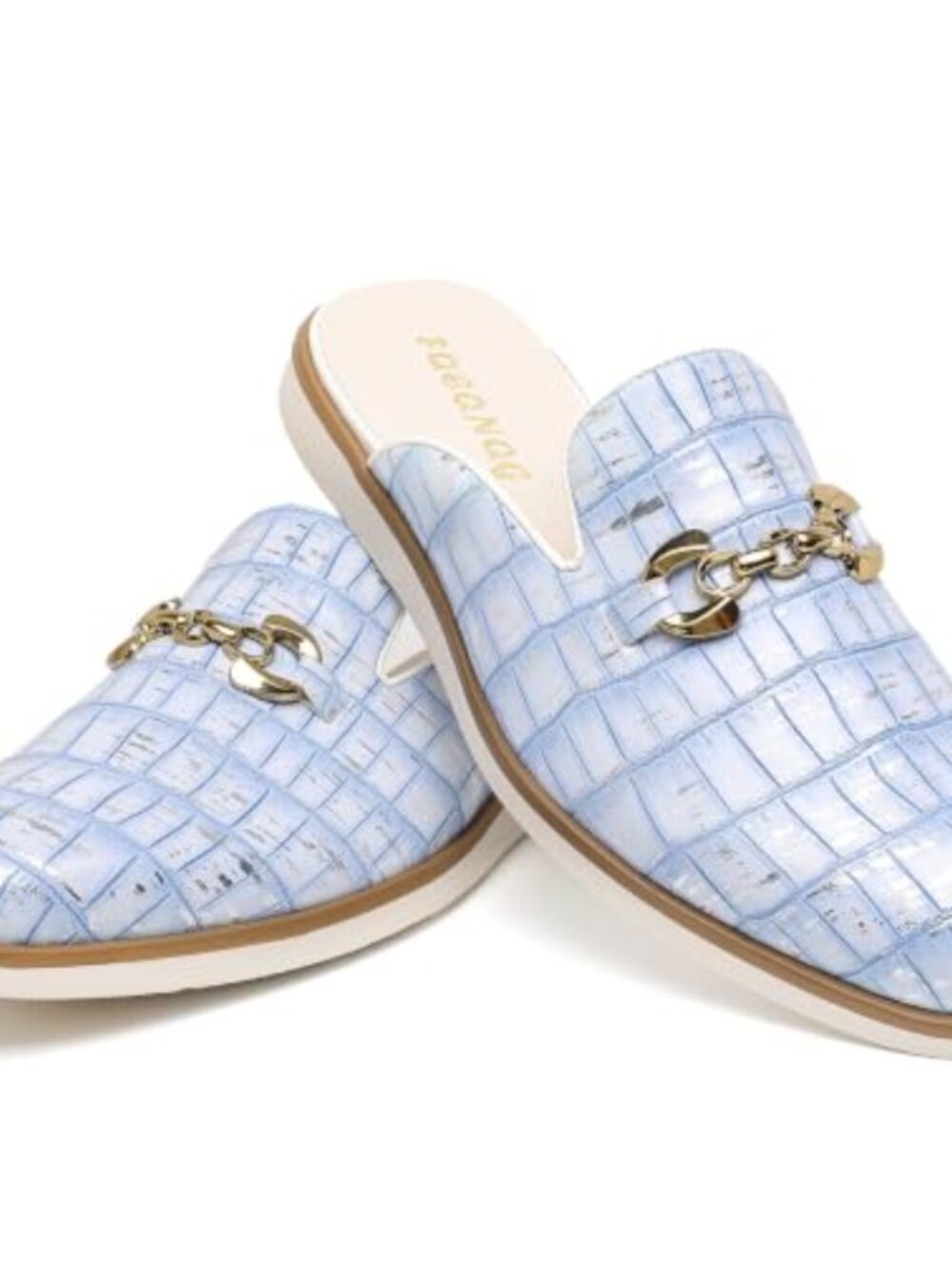 Croc Embossed Leather Backless Loafer Mules Slip On Slides